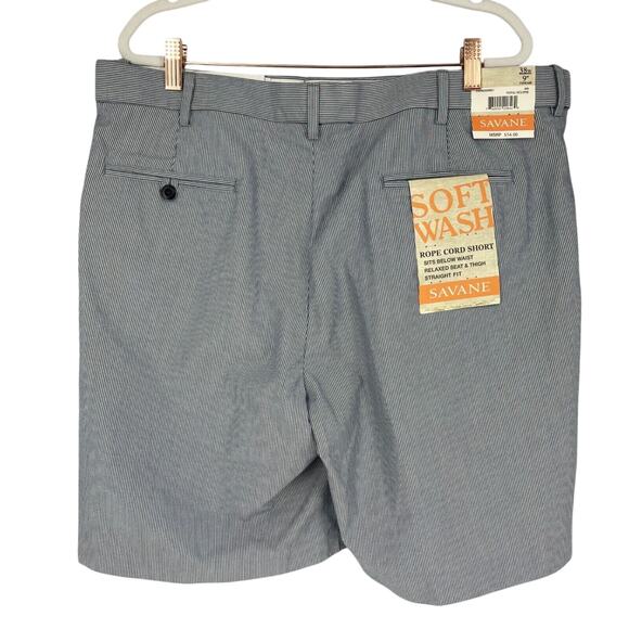 Savane Shorts Mens 38 x 9" Inseam Navy Rope Cord Stripe Relaxed Straight Fit - Picture 1 of 8